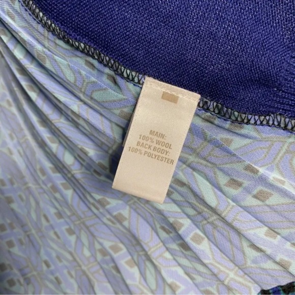 St John Navy Blue Wool Polyster Womens Blouse Size M - Picture 3 of 9